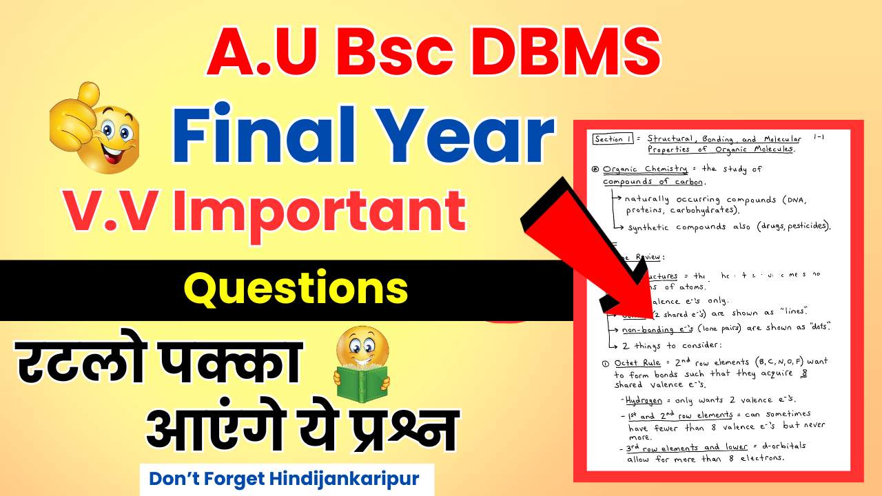 AU Bsc Final Year DBMS Important Questions