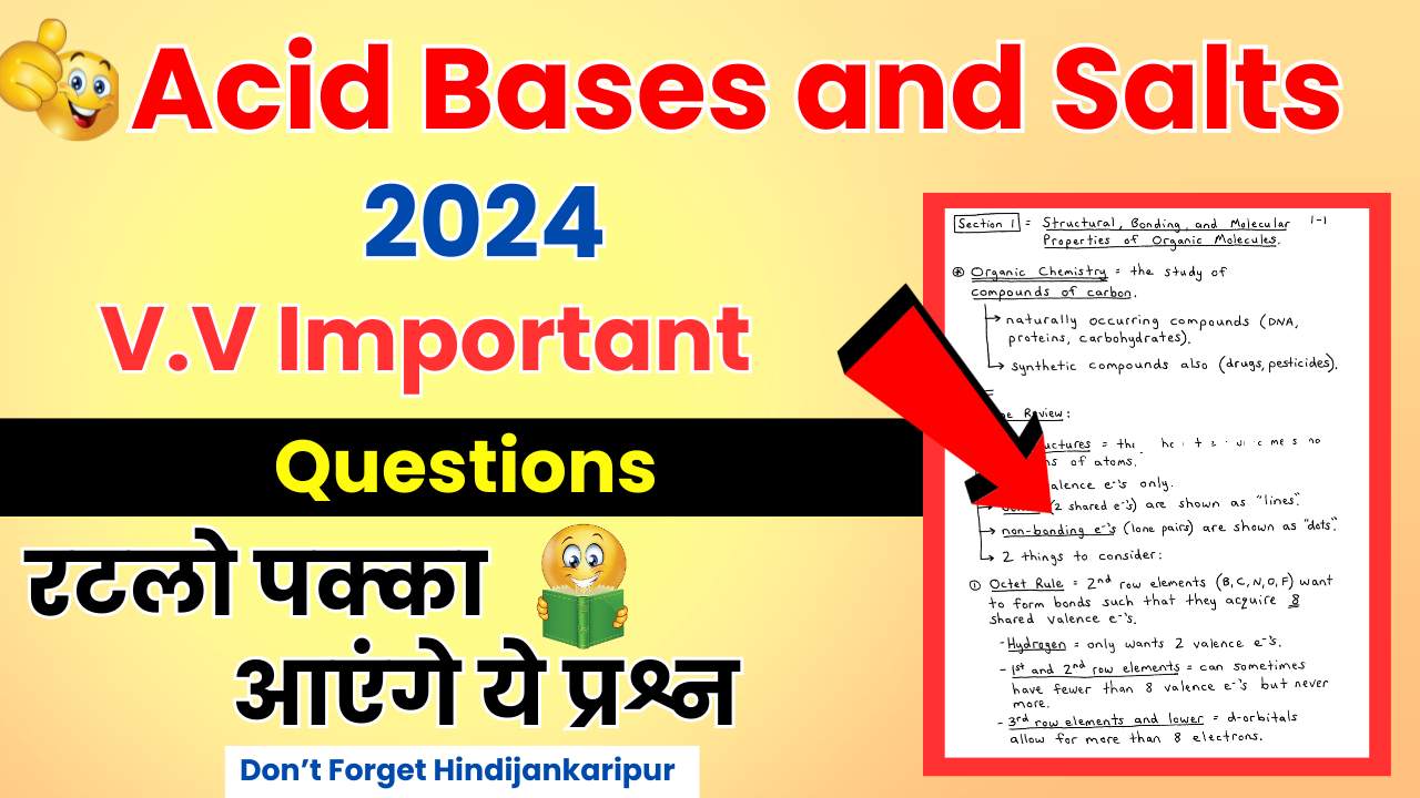 Acid Bases and Salts Important Questions 2024