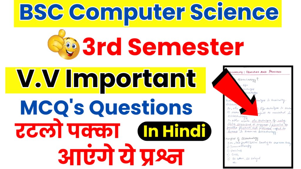 BSC 3rd Sem Computer Science Important MCQ's Questions