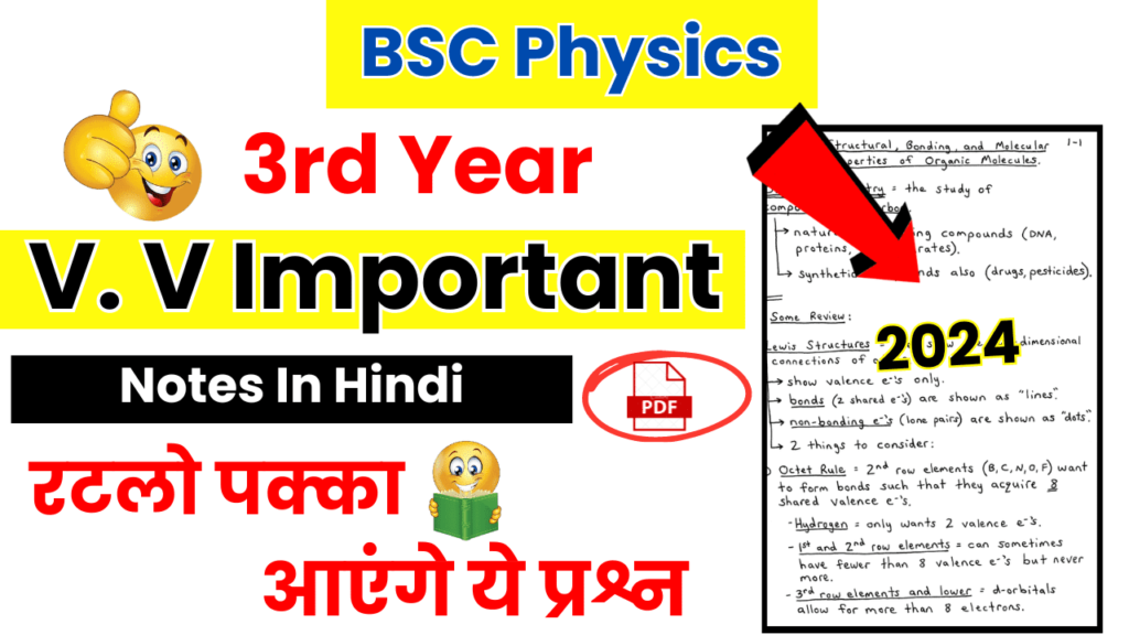 BSC 3rd Year Physics Important Notes in Hindi