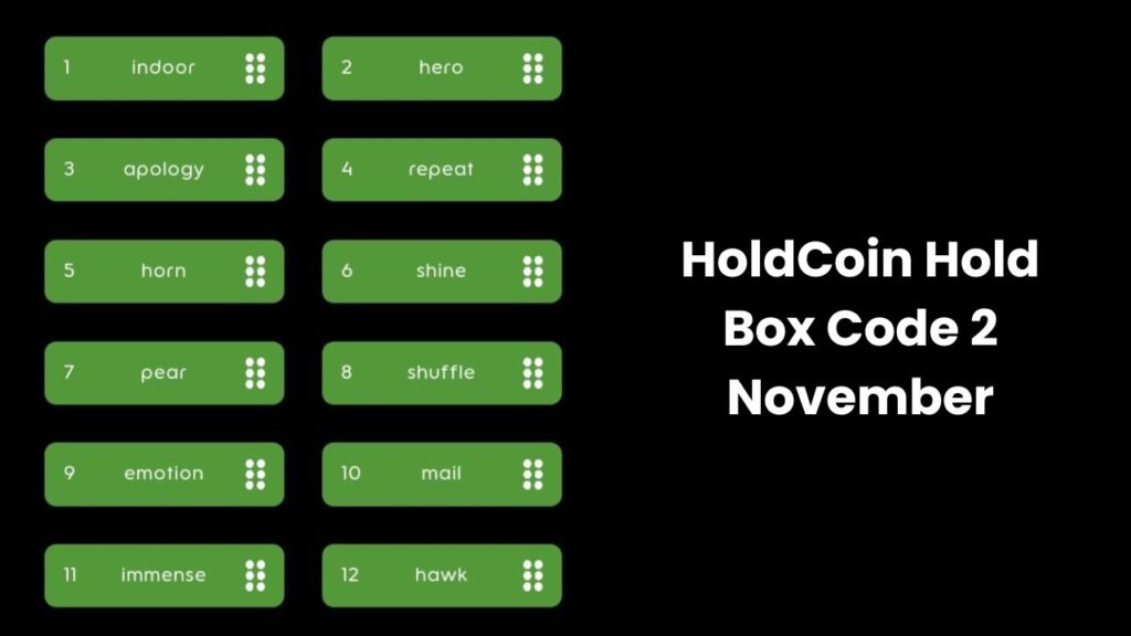 HoldCoin Hold Box Code 2 November