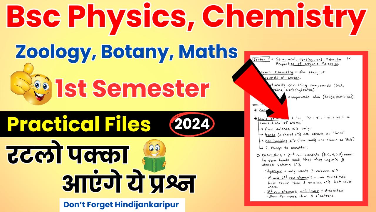 Bsc 1st Semester Practical Files: Physics, Chemistry, Zoology, Botany, Maths