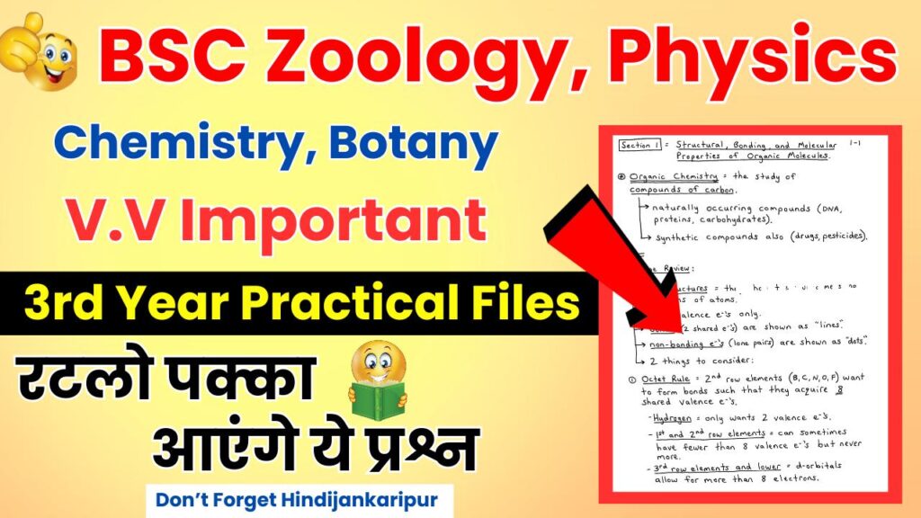 Bsc 3rd Year Practical Files: Physics, Chemistry, Zoology, Botany