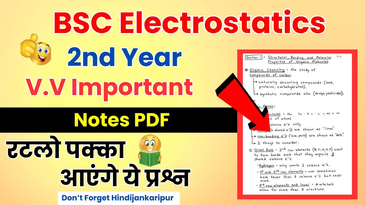 Electrostatics Bsc 2nd Year Notes PDF
