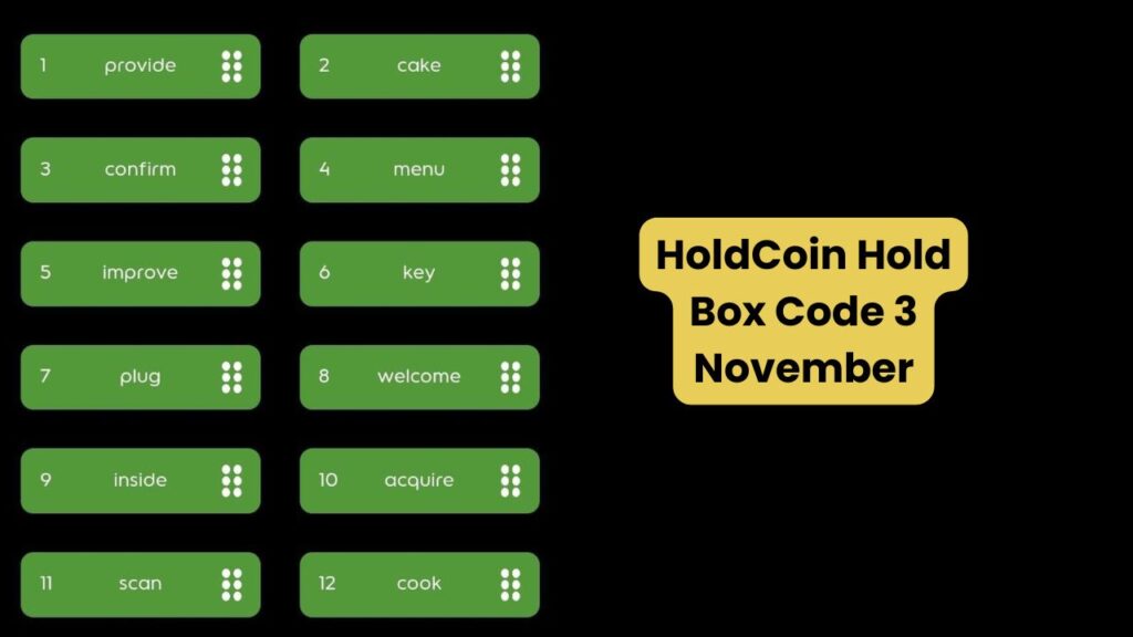 HoldCoin Hold Box Code 3 November