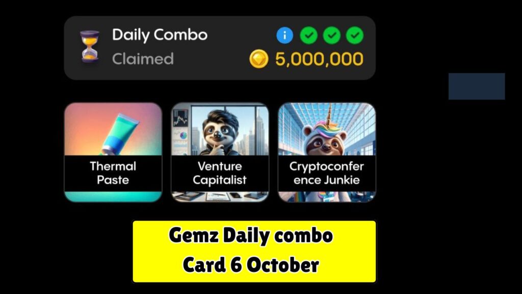 Gemz Daily combo Card 6 October