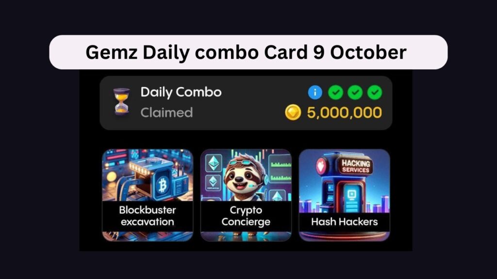 Gemz Daily combo Card 9 October