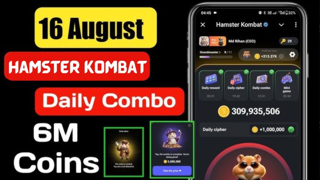 Hamster Kombat Daily Combo 16 August