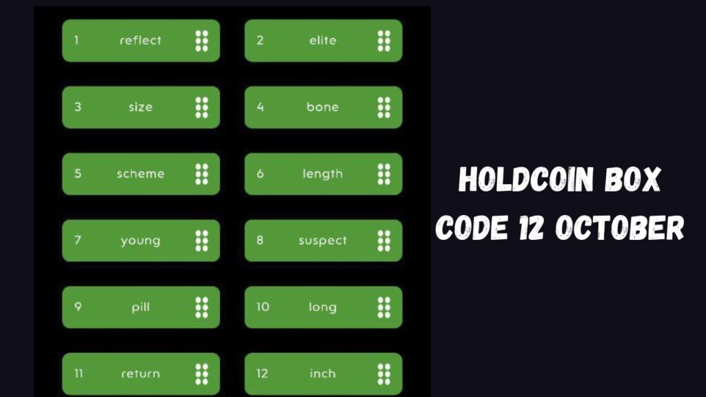 HoldCoin Box Code 12 October