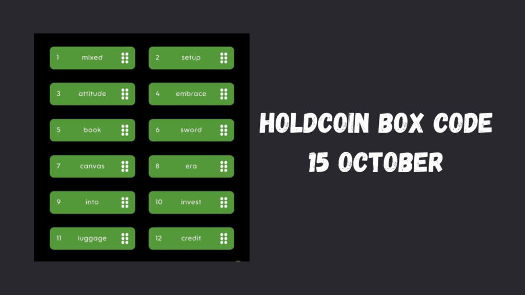 HoldCoin Box Code 15 October