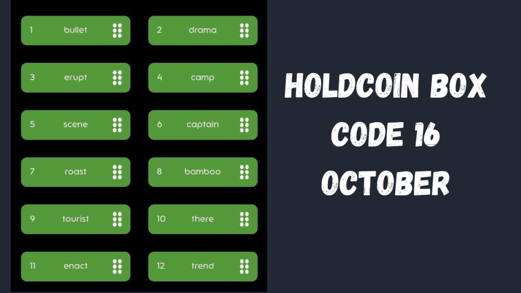 HoldCoin Box Code 16 October