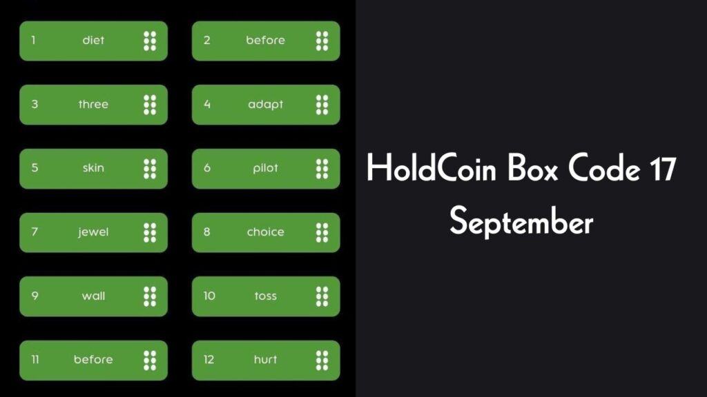 HoldCoin Box Code 17 September