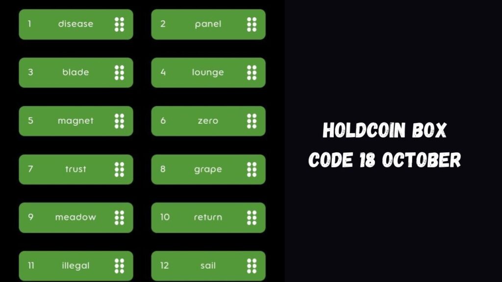 HoldCoin Box Code 18 October