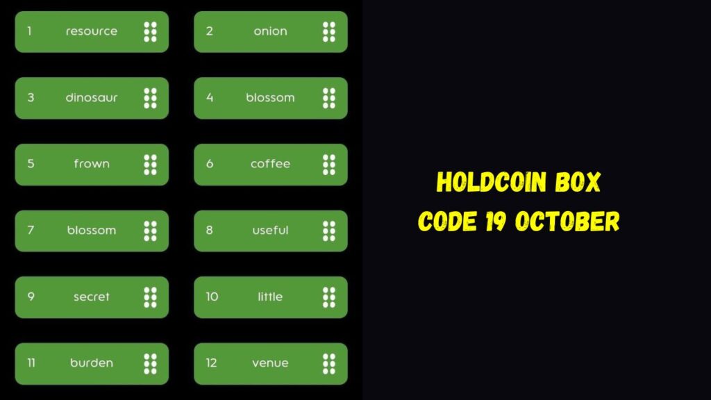 HoldCoin Box Code 19 October