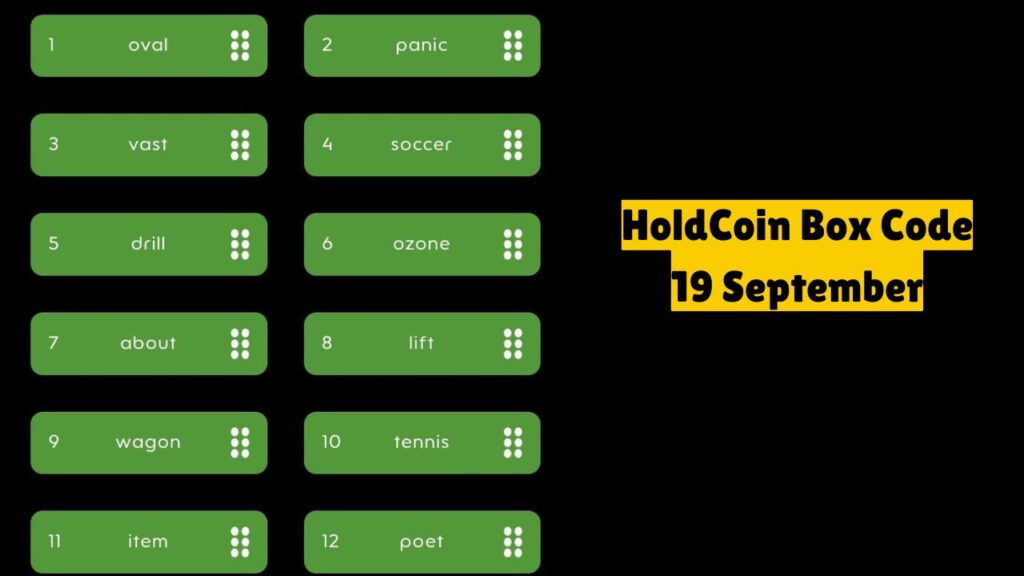 HoldCoin Box Code 19 September