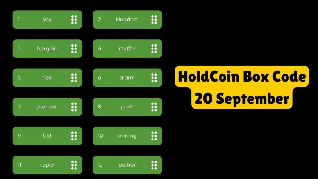 HoldCoin Box Code 20 September