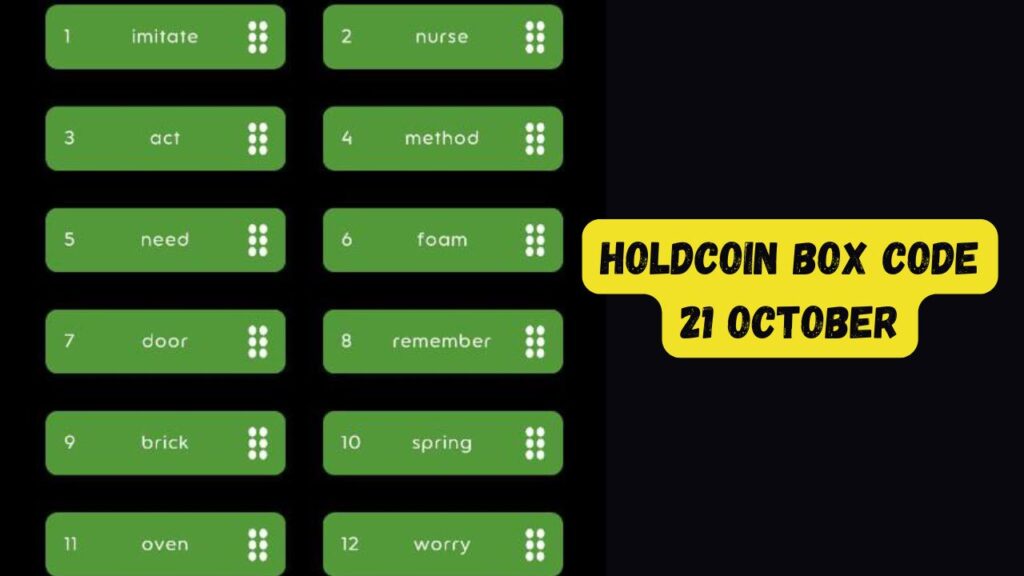 HoldCoin Box Code 21 October