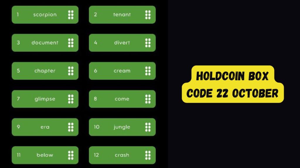 HoldCoin Box Code 22 October