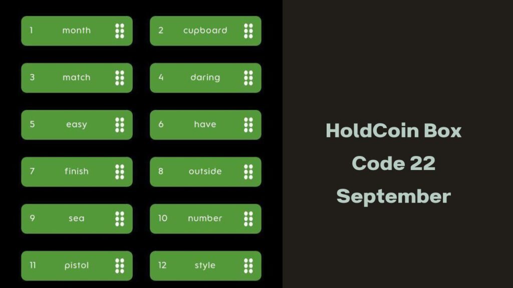 HoldCoin Box Code 22 September