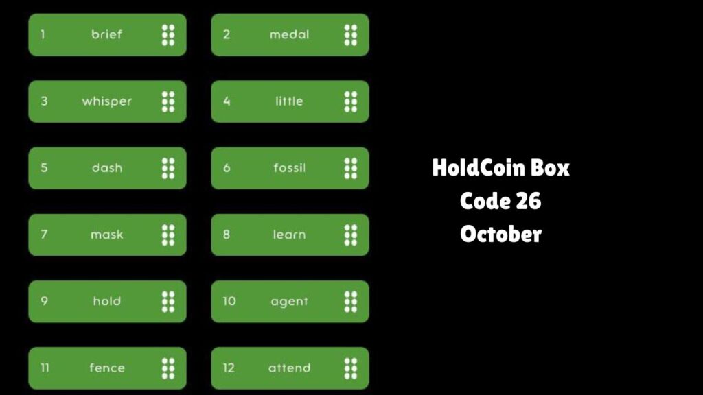 HoldCoin Box Code 26 October