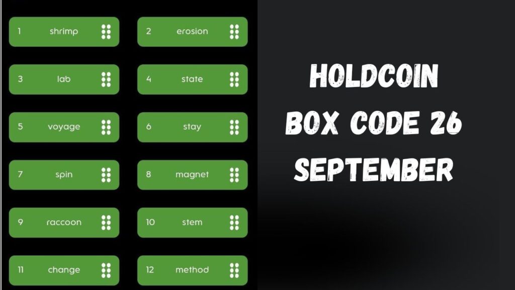 HoldCoin Box Code 26 September