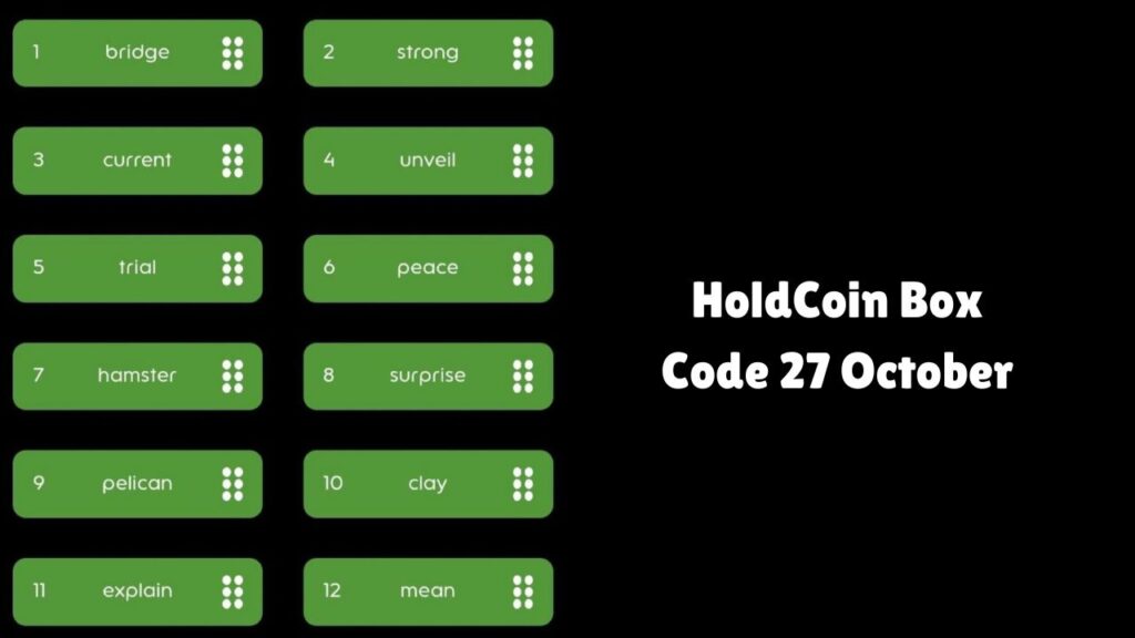 HoldCoin Box Code 27 October