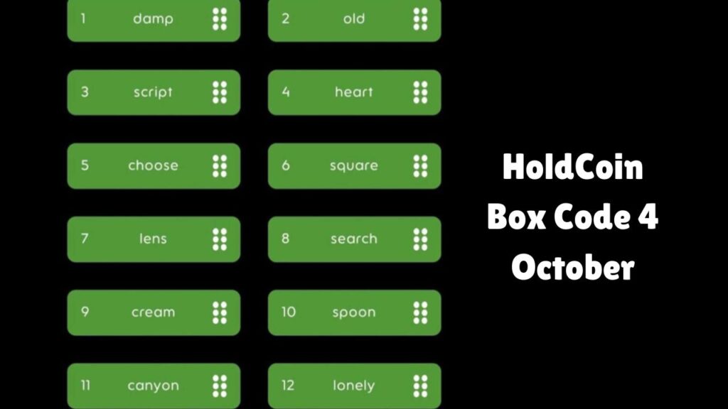 HoldCoin Box Code 4 October