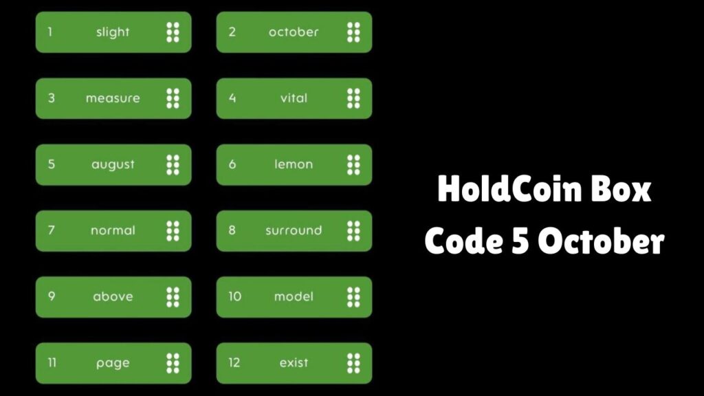 HoldCoin Box Code 5 October