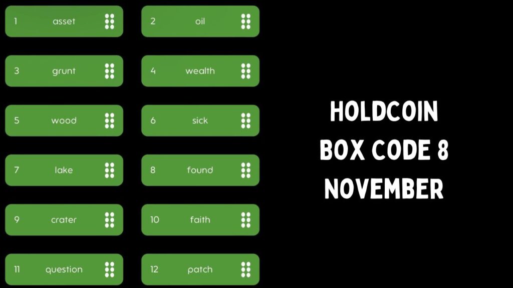 HoldCoin Box Code 8 November