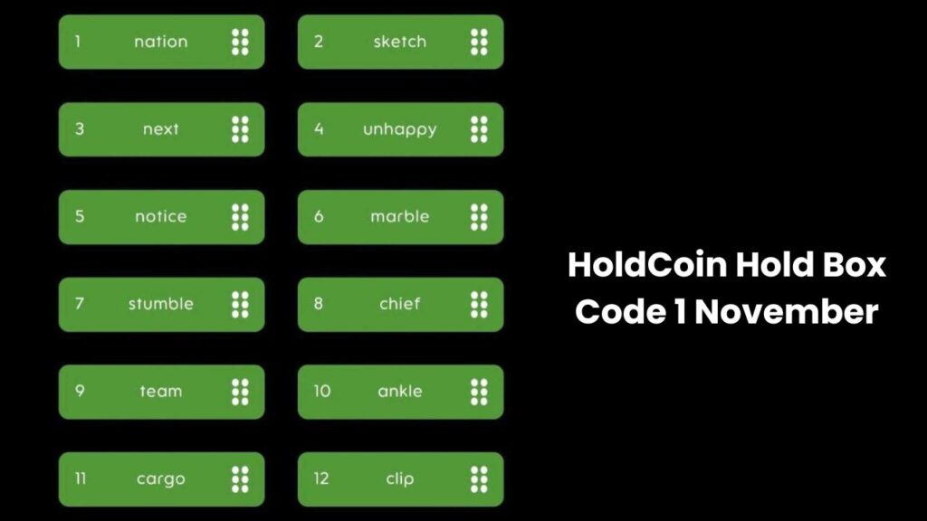 HoldCoin Hold Box Code 1 November