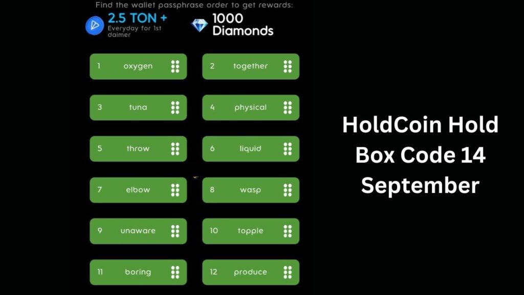 HoldCoin Hold Box Code 14 September