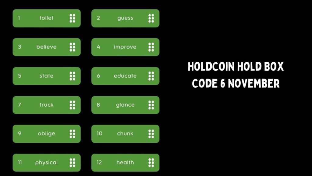 HoldCoin Hold Box Code 6 November