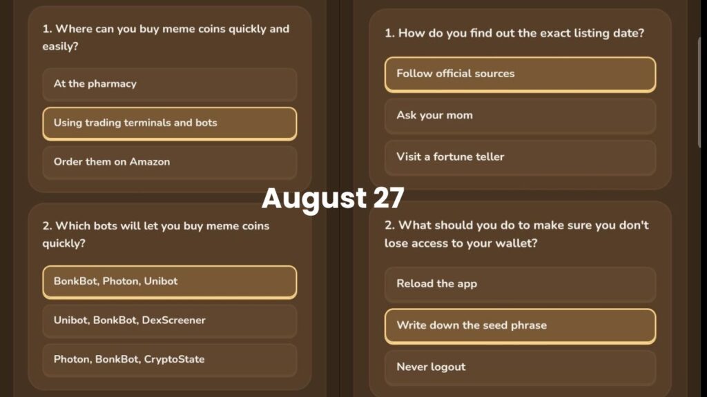 MemeFi Daily Quiz Video Task for August 27