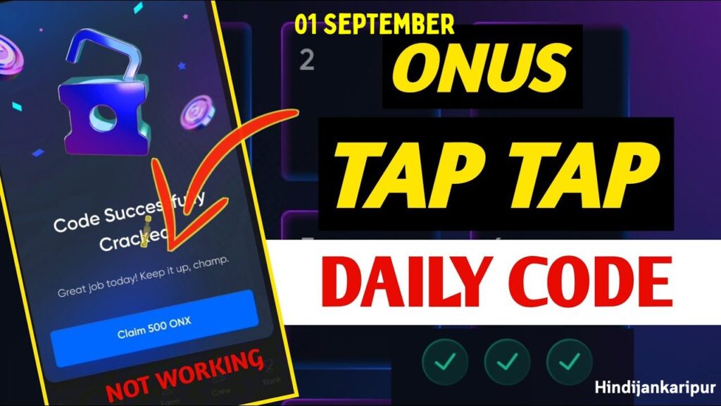  ONUS Tap Daily Code 1 September