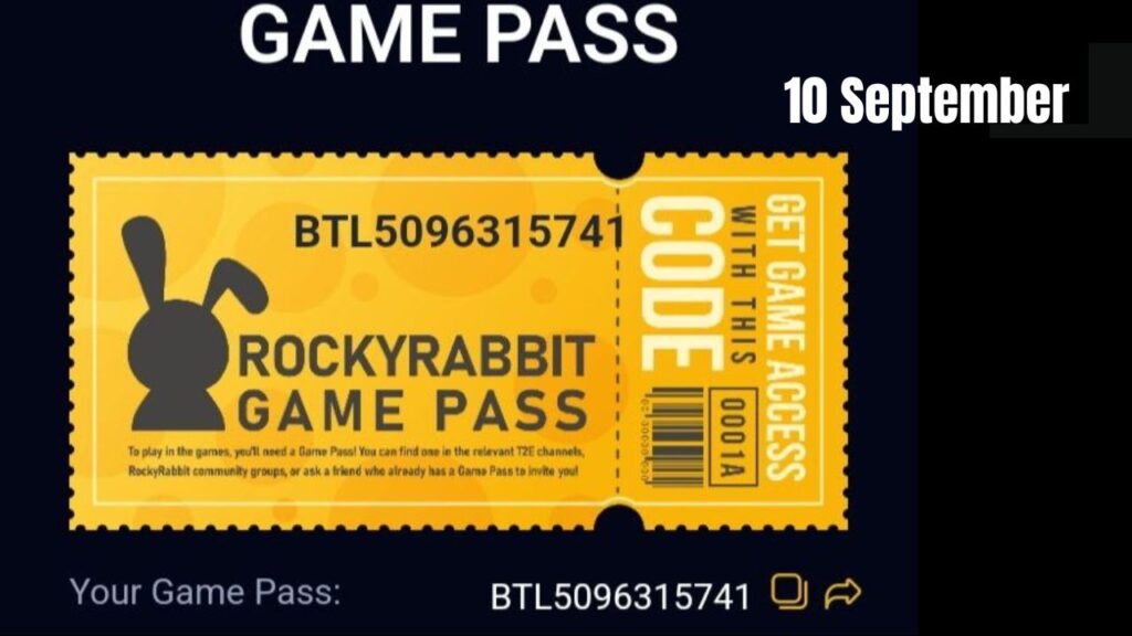 Rocky Rabbit Game Pass Code 10 September