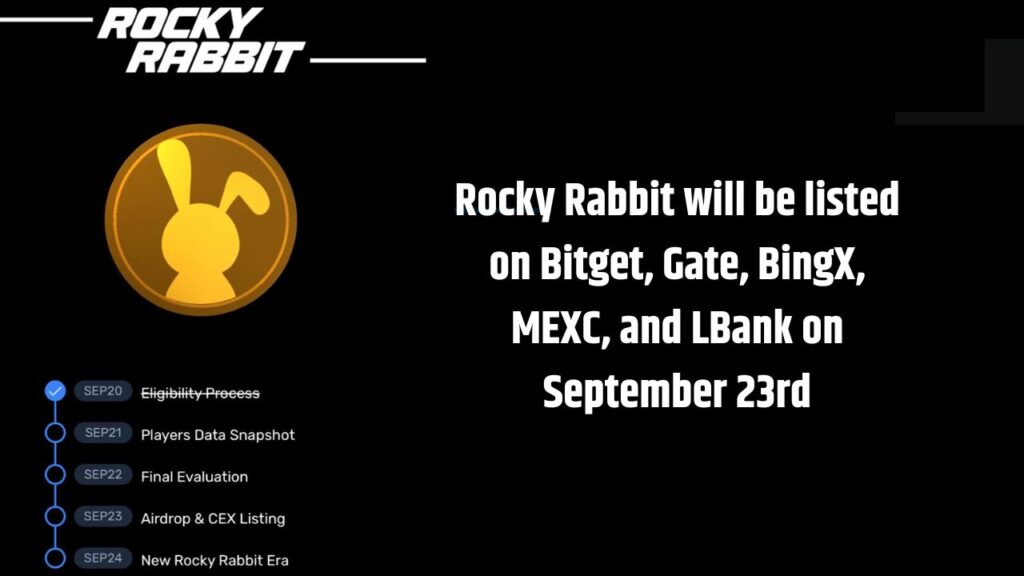 Rocky Rabbit will be listed on Bitget, Gate, BingX, MEXC, and LBank on September 23rd