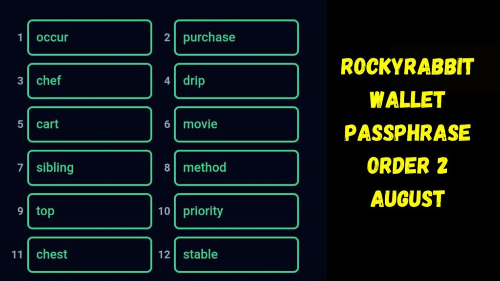 Rockyrabbit Wallet Passphrase order 2 August