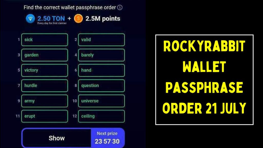 Rockyrabbit Wallet Passphrase order 21 July