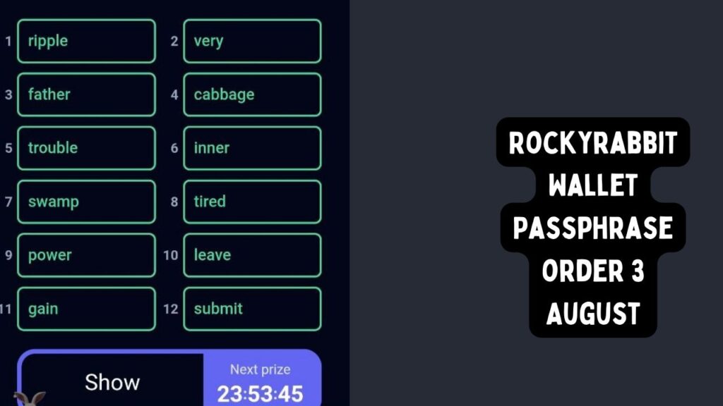 Rockyrabbit Wallet Passphrase order 3 August