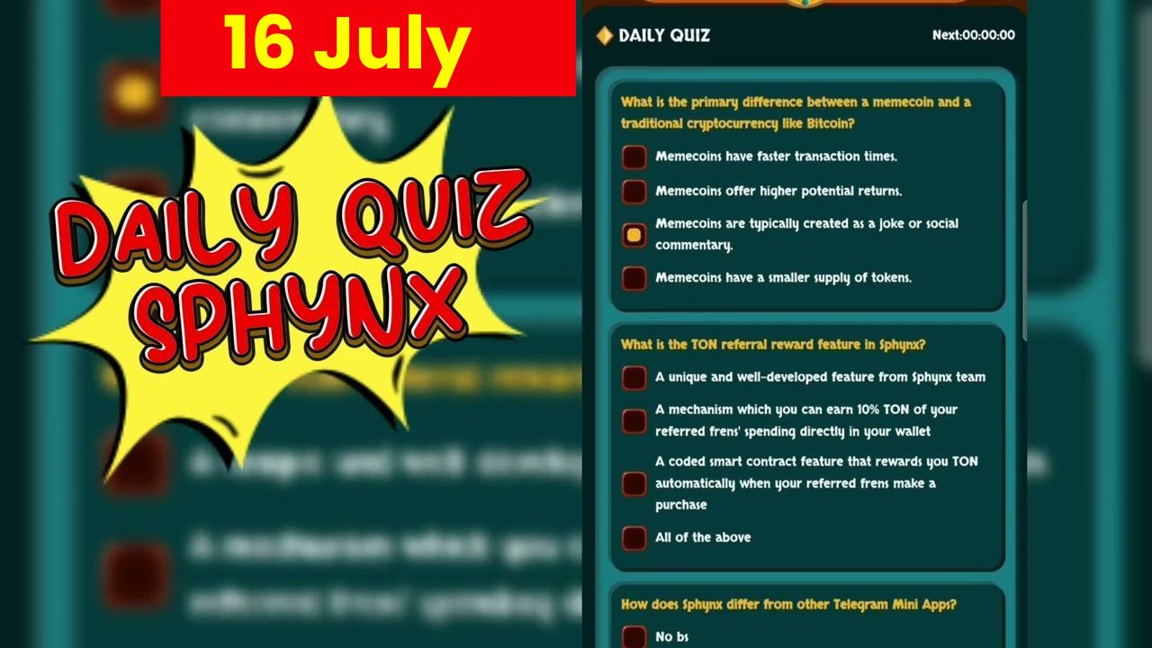 SphynX Daily Quiz 16 July