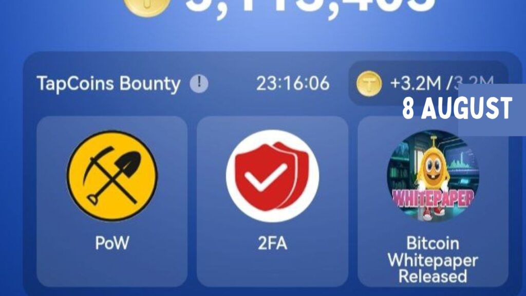 TapCoins 8 August Daily Combo