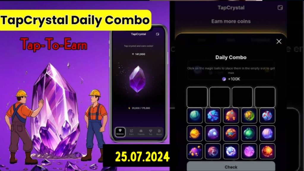 TapCrystal Daily Combo 25 July