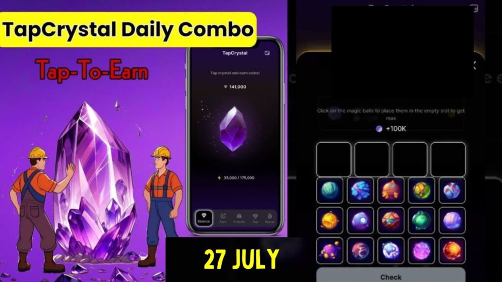 TapCrystal Daily Combo 27 July