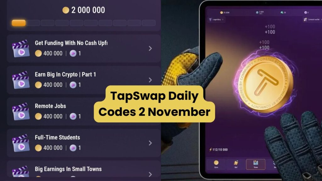 TapSwap Daily Codes 2 November