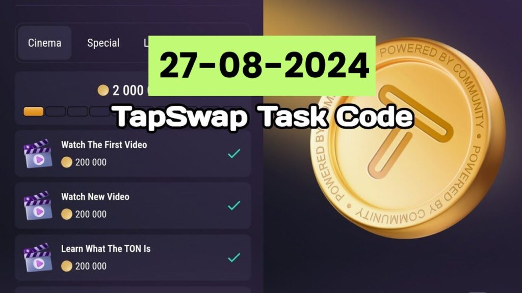 Tapswap All Codes 27 August, 2024