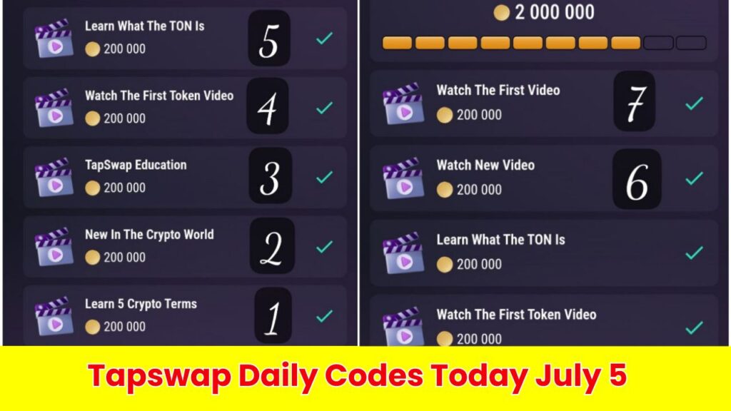 Tapswap Daily Codes Today July 5