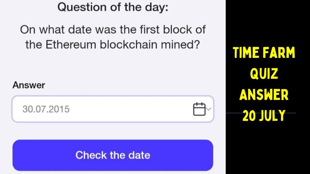 Time Farm Quiz Answer 20 July