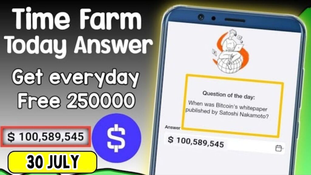 Time Farm Quiz Answer 30 July 