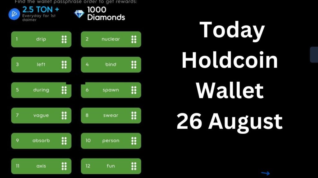  Today Holdcoin Wallet
26 August