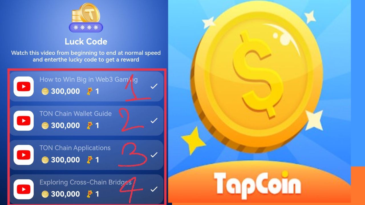 Today TapCoins Video Code 6 August